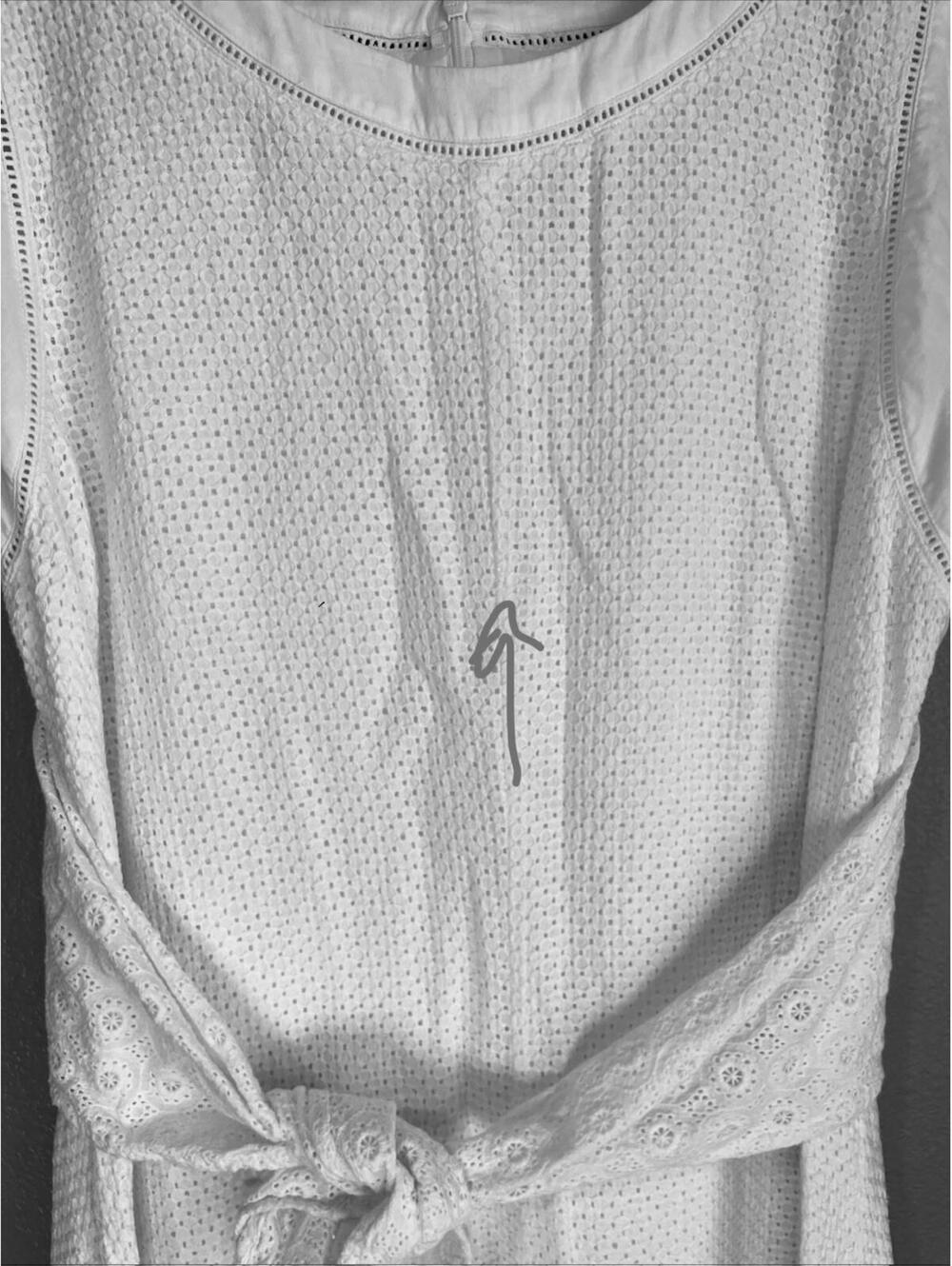 CAbi Lizzie Dress Size 8 Eyelet Lace Tie Front Sleeveless White Knee Length READ - Picture 6 of 6